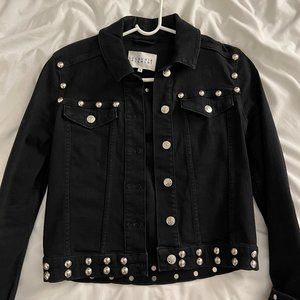 Claudie Pierlot Black Studded Cropped Denim Jacket Size 36